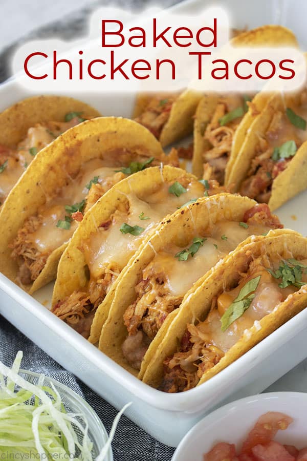 Text on image Baked Chicken Tacos