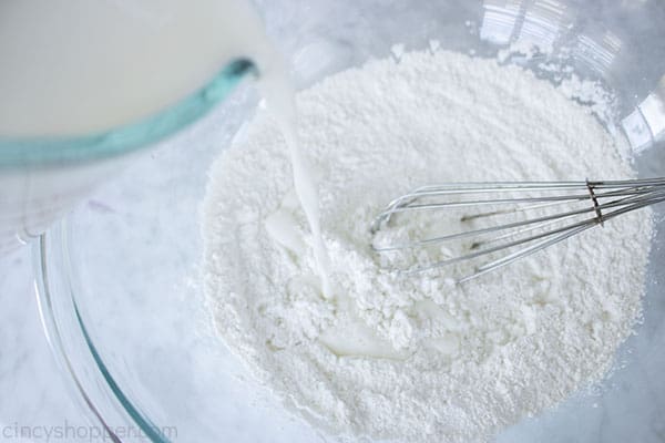 Adding milk to dry ingredients