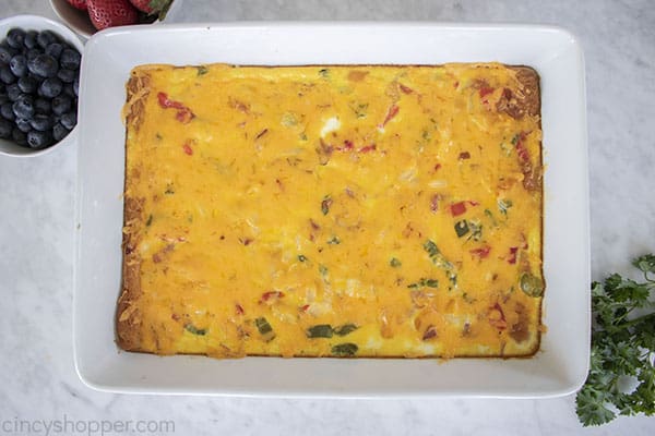 Cheese added to breakfast casserole