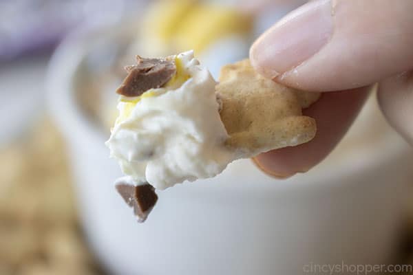 Easter dip on graham cracker