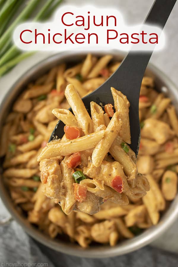 Text on image Cajun Chicken Pasta