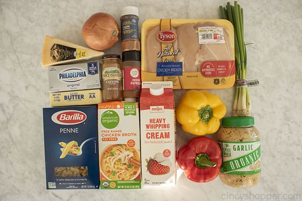 Ingredients for Creamy Cajun Pasta 
