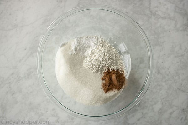 Dry cupcake ingredients in a bowl