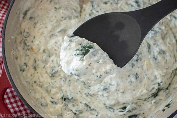 Cheesy spinach on a spoon
