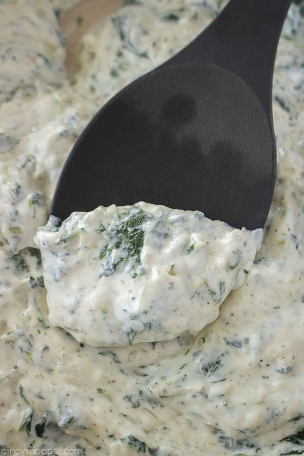 Steakhouse Creamed Spinach on a spoon