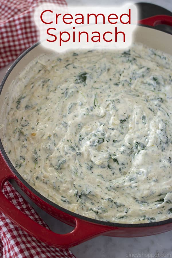 Text on image Creamed Spinach