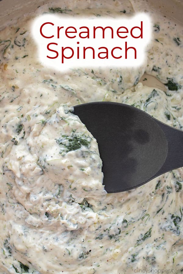 Text on image Creamed Spinach