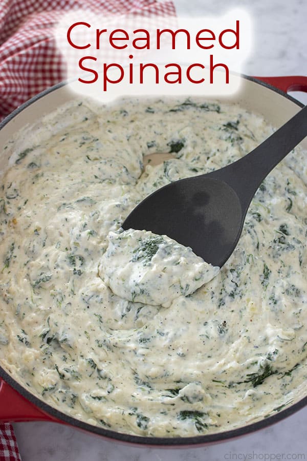 Text on image Creamed Spinach