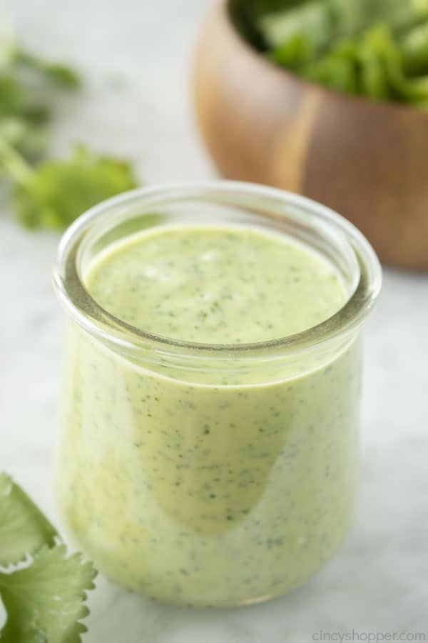 Creamy Cilantro Dressing in a jar