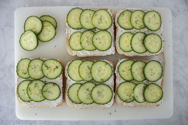Cucumbers added to sandwich
