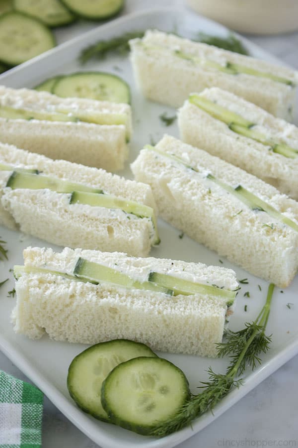 Cucumber Tea Sandwiches on a plate