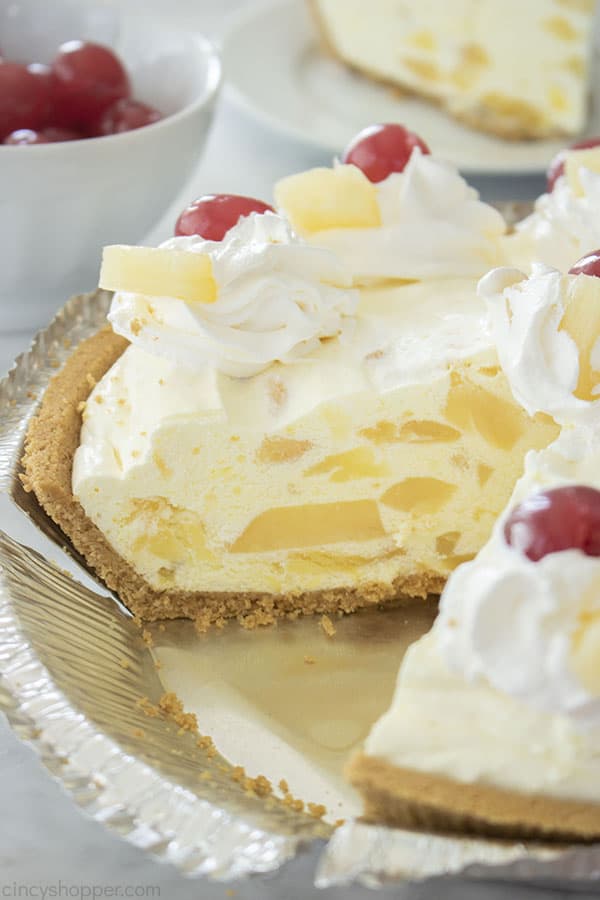 Slice from Cool Whip Pie with Pineapples