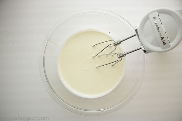 Heavy whipping cream in a bowl