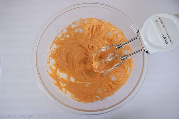 Orange Jello added to cream cheese mixture