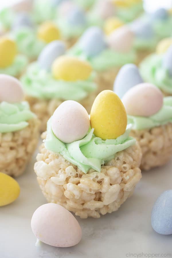 Easter Krispie Treat nests with icing