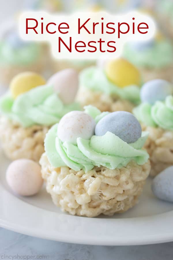 Text on image Rice Krispie Nests