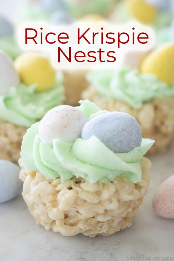 Text on image Rice Krispie Nests