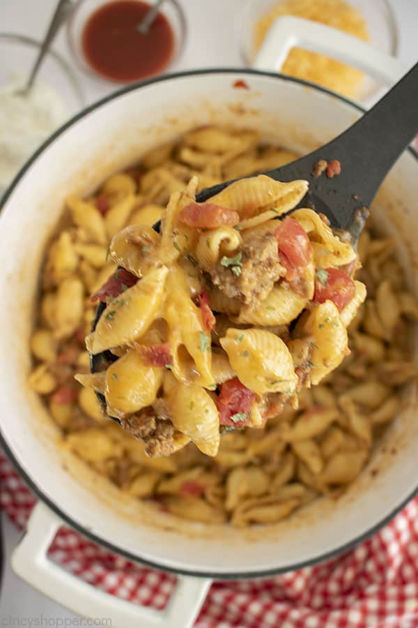 Mexican pasta on a spoon