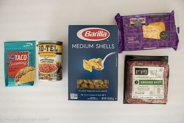 Ingredients to make Taco Pasta