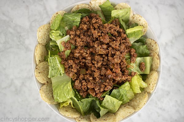 Beef Taco Meat added to bowl