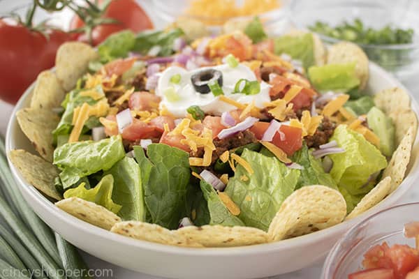Taco toppings added to salad