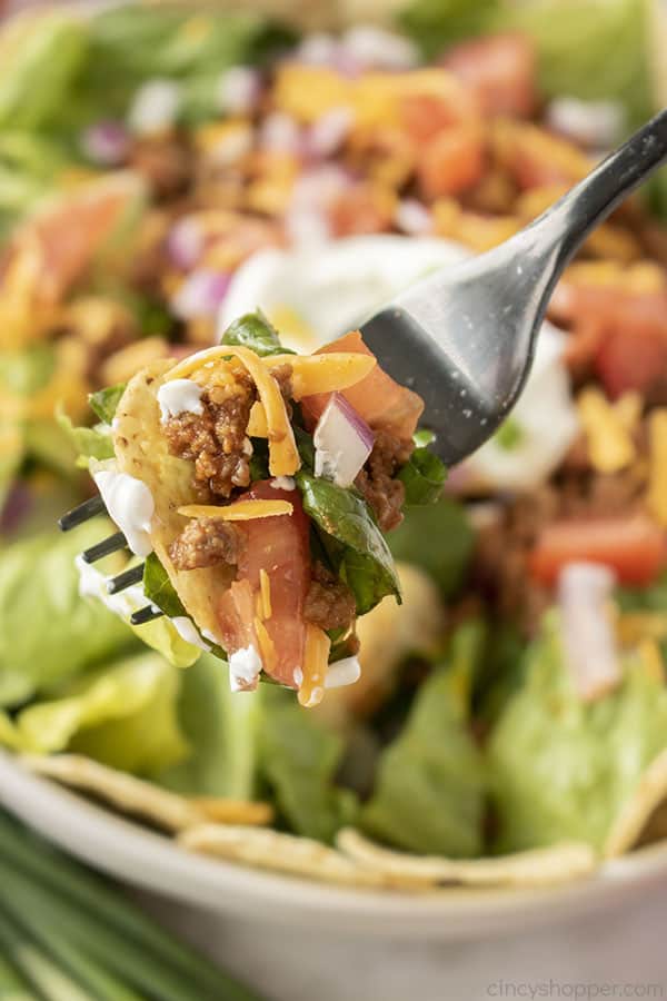 Best taco salad on a fork