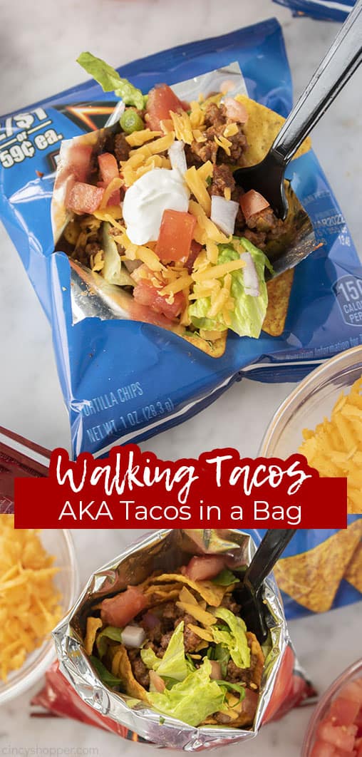 Long pin Walking Taco AKA Tacos in a bag