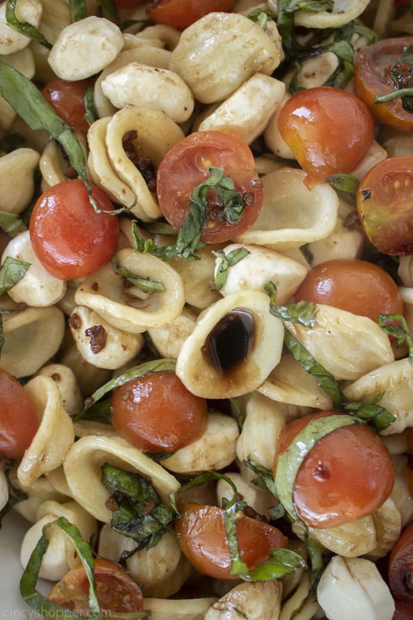 Closeup of Caprese Pasta