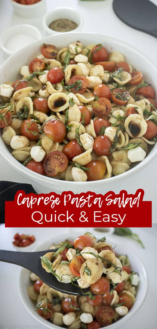 Long pin Caprese Pasta Salad Quick and Easy
