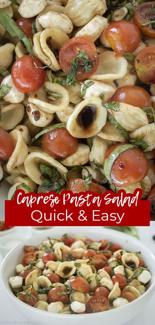 Long pin Caprese Pasta Salad Quick and Easy