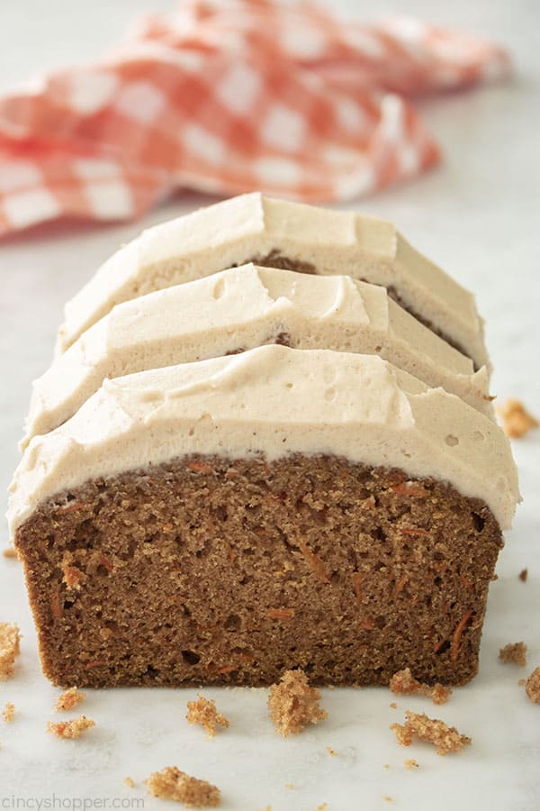 Carrot Bread with Cinnamon Cream Cheese Frosting slices