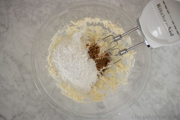 Sugar and cinnamon added to cream cheese frosting