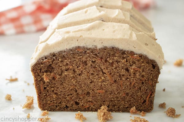 Slices of carrot bread with icing 