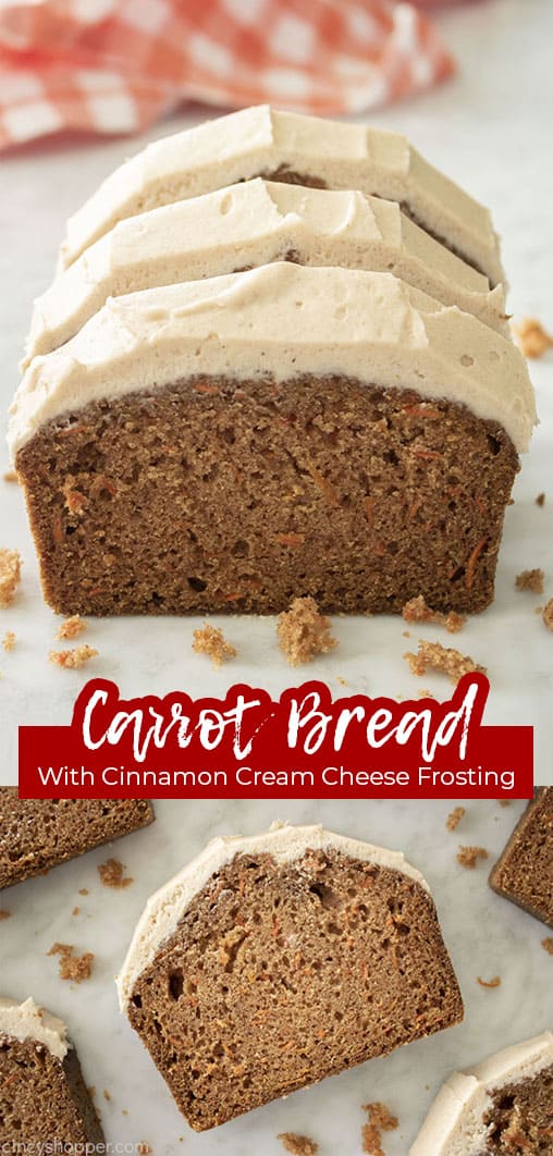 Long Pin Carrot Bread with Cinnamon Cream Cheese Frosting