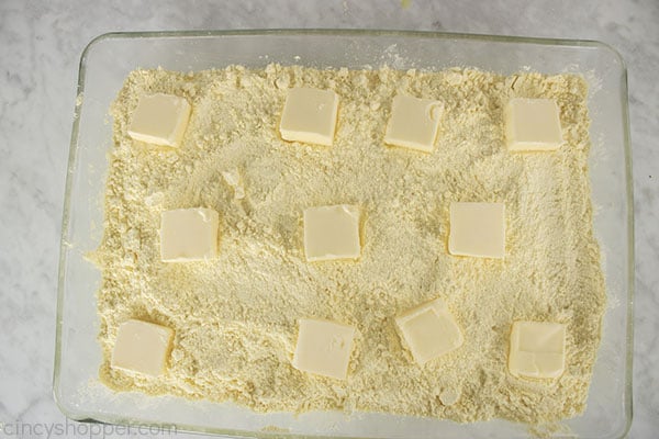 Butter added to the top of cake mix