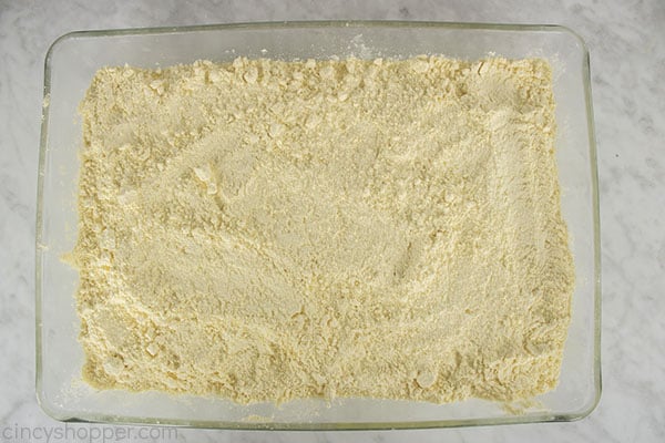 Dry Cake Mix added to the top of lemon mixture