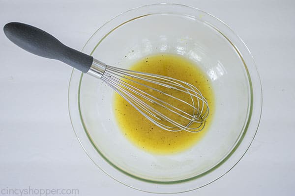 Lemon salad dressing in a bowl