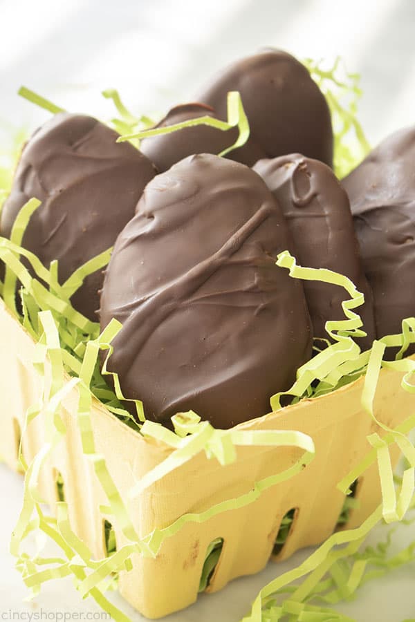 Peanut Butter Eggs for Easter in a basket