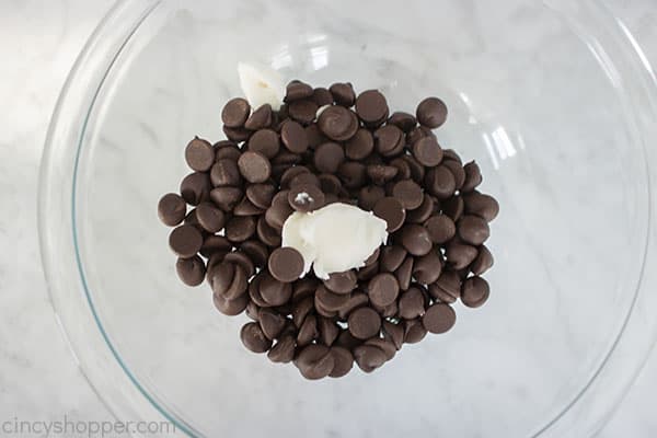 Chocolate and Shortening in a bowl