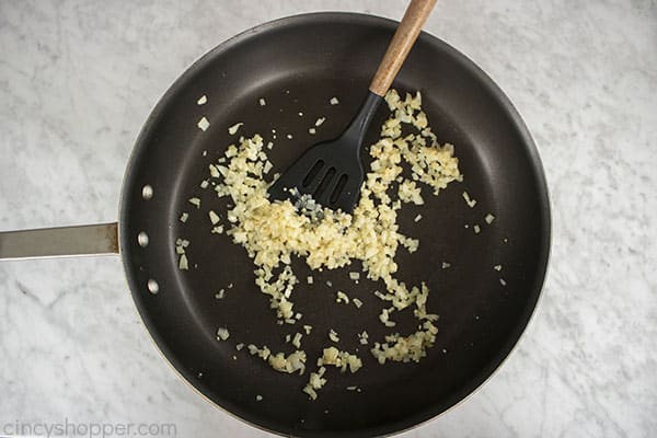 Garlic and onion in a skillet