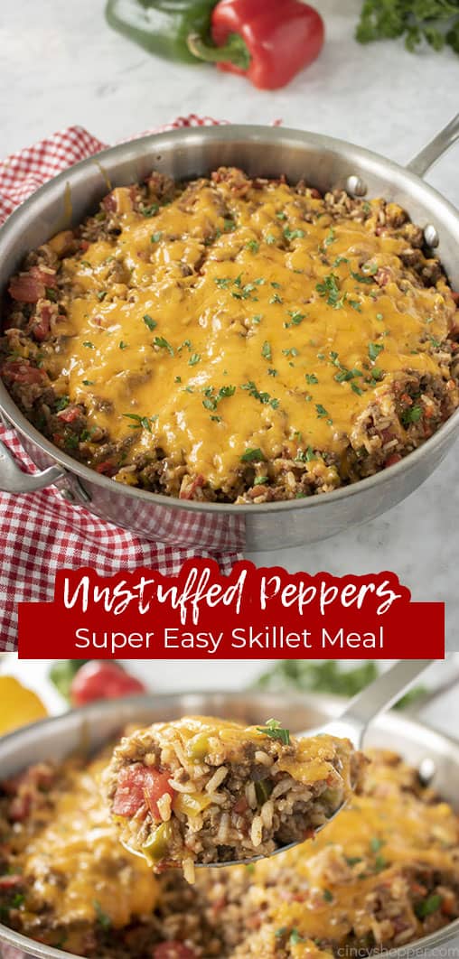 Long pin Unstuffed Peppers Super Easy Skillet Meal