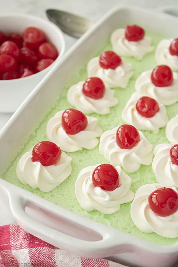 Cream Cheese Jello Salad in a dish