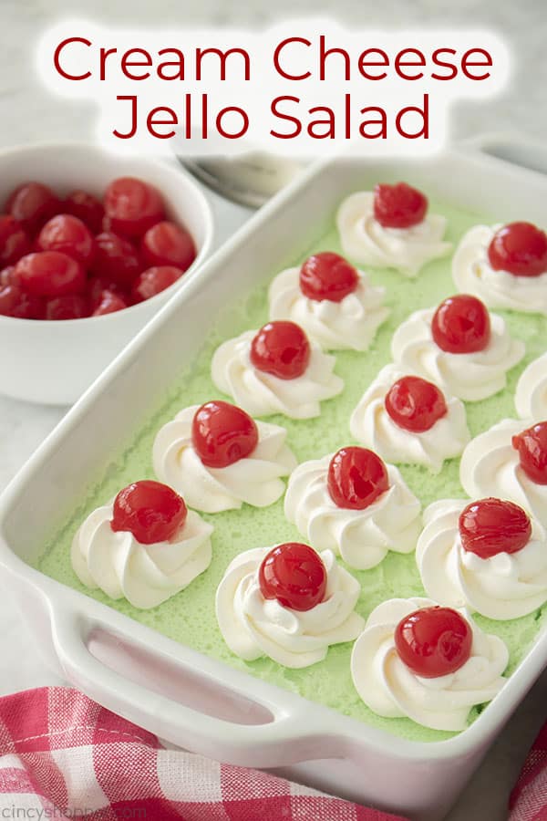 Text on image Cream Cheese Jello Salad