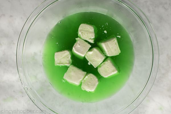 Cream Cheese added to lime jello