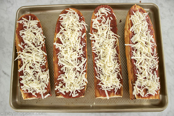 Cheese added to french loaves