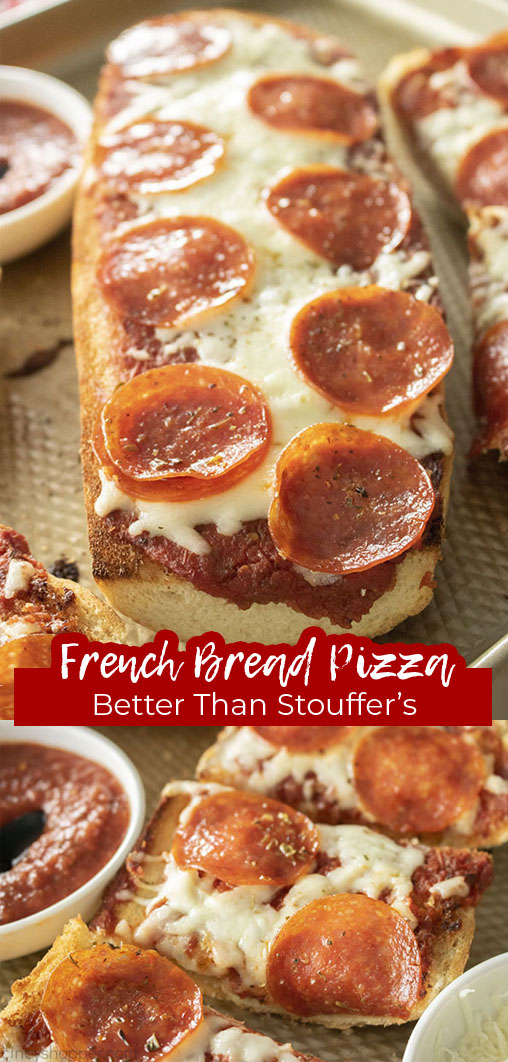Long pin collage French Bread Pizza Better than Stouffer's