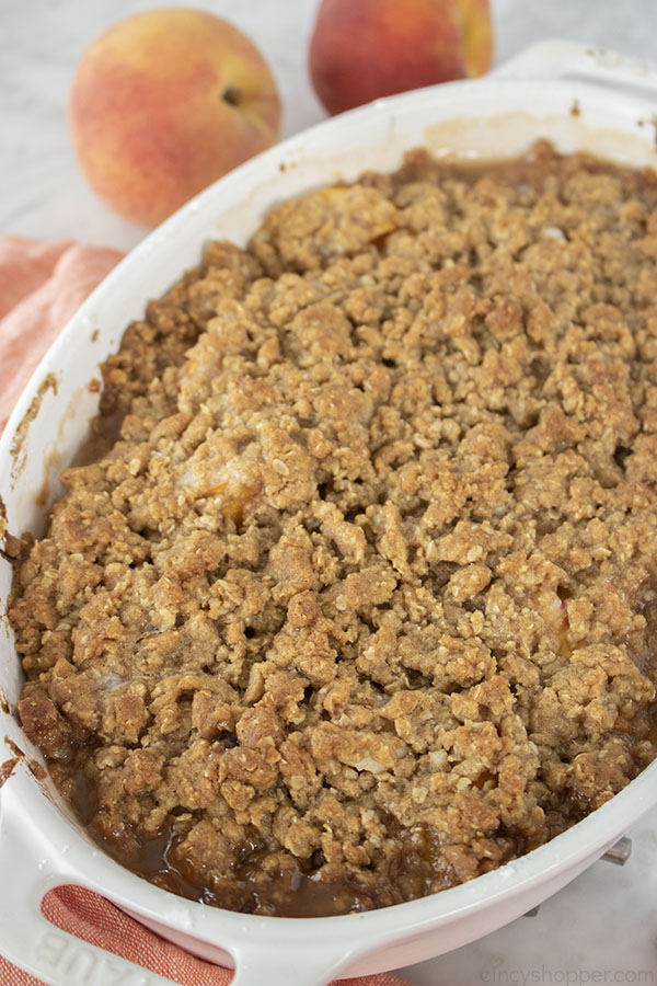 Homemade Peach Crisp baked