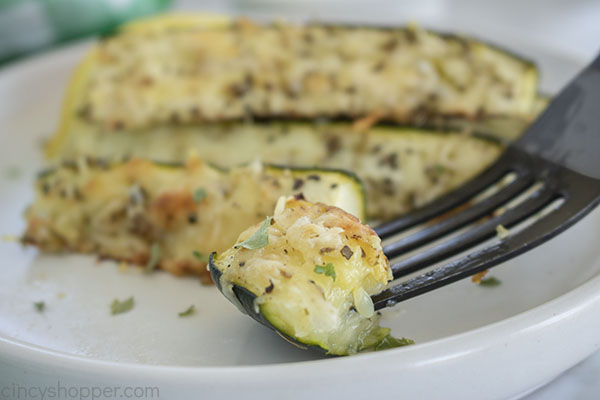 Roasted zucchini on a fork