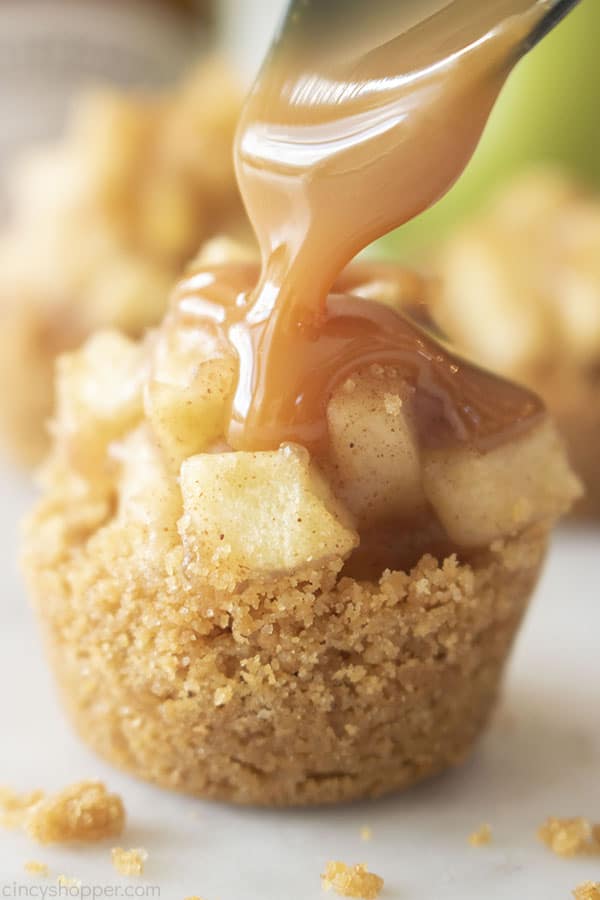 Caramel added to Apple Pie Bites