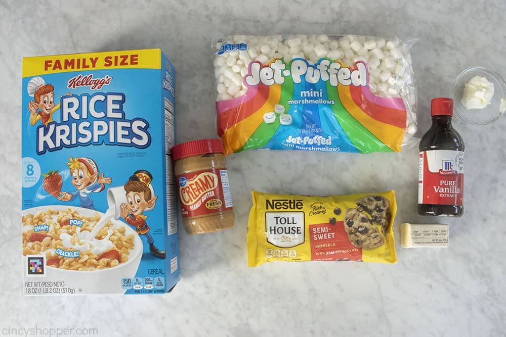 Ingredients to Make Rice Krispie Treats with Peanut Butter